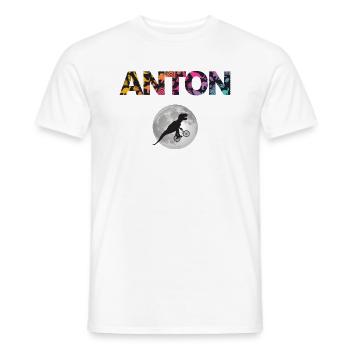 ANTON - Beau prénom de garçon avec dinosaure - T-shirt homme - blanc - Devant - AI Model Male 178 dark (178cm)