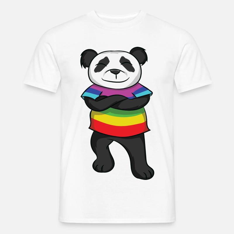 Panda Rainbow Pride  with Attitude - Männer T-Shirt - Weiß