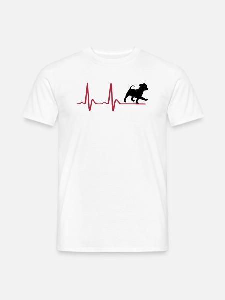 Heartbeat & cute dog - Men's T-Shirt - white