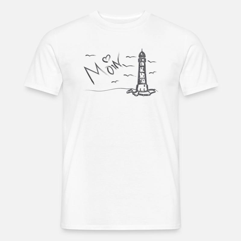 Moin Leuchtturm - Männer T-Shirt - Weiß