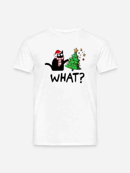Freche Katze Weihnachtsbaum Katzenmama Geschenk - Männer T-Shirt - Weiß