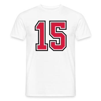 15 sports jersey football number - Mænd T-shirt - hvid - Foran - AI Model Male 178 dark (178cm)