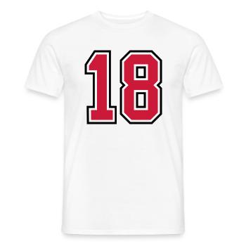 18 sports jersey football number - Mænd T-shirt - hvid - Foran - AI Model Male 178 dark (178cm)