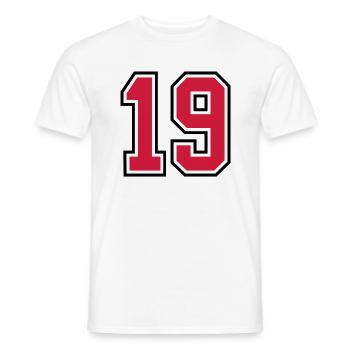 19 sports jersey football number - Mænd T-shirt - hvid - Foran - AI Model Male 178 dark (178cm)