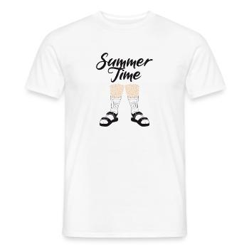 Urlaubszeit, um Hemdsocken am Strand zu starten - Männer T-Shirt - Weiß - Vorne - AI Model Male 178 dark (178cm)