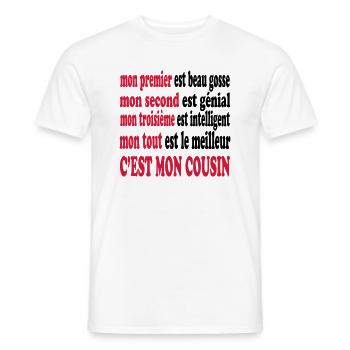 Mon cousin est beau - Men's T-Shirt - white - Front - AI Model Male 178 dark (178cm)