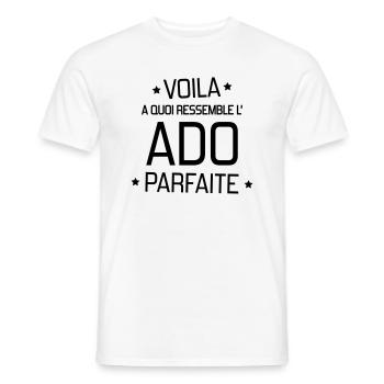 adolescent / enfant / ado / adolescente - T-shirt homme - blanc - Devant - AI Model Male 178 dark (178cm)