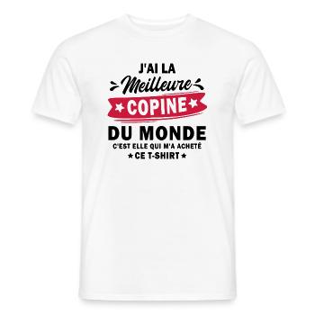 j'ai la meilleure copine du monde - T-shirt homme - blanc - Devant - AI Model Male 178 dark (178cm)