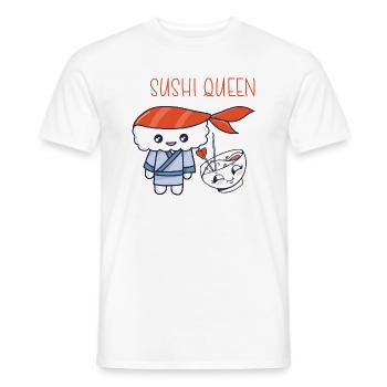 Kawaii Japanese Food Salmon Salmon Sushi Roll - Men's T-Shirt - white - Front - AI Model Male 178 dark (178cm)