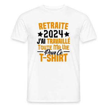 Retraité 2024 j'ai travaillé toute ma vie - T-shirt homme - blanc - Devant - AI Model Male 178 dark (178cm)