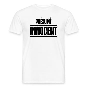 présumé innocent - T-shirt homme - blanc - Devant - AI Model Male 178 dark (178cm)