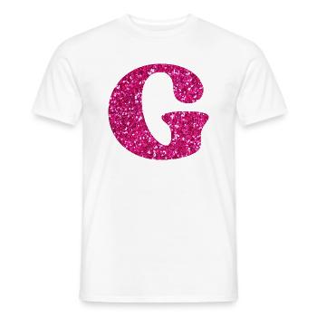 Buchstabe g rosa Glitzer - Männer T-Shirt - Weiß - Vorne - AI Model Male 178 dark (178cm)
