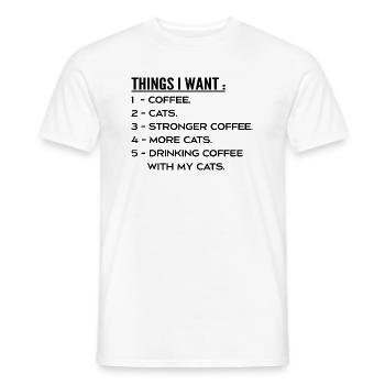 Dinge, die ich will Kaffee und Katzen - I Like Cats Coffee - Männer T-Shirt - Weiß - Vorne - AI Model Male 178 dark (178cm)
