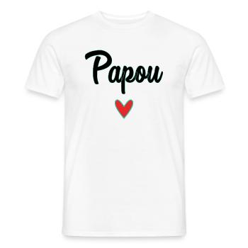 PAPOU. PAPA. FÊTE DES PÈRES. BONNE FÊTE PAPA - T-shirt homme - blanc - Devant - AI Model Male 178 dark (178cm)