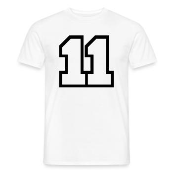 11 - Männer T-Shirt - Weiß - Vorne - AI Model Male 178 dark (178cm)