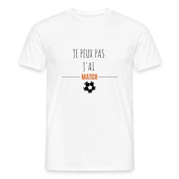Je peux pas j'ai match. - T-shirt homme - blanc - Devant - AI Model Male 178 dark (178cm)