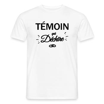 Témoin qui déchire - T-shirt homme - blanc - Devant - AI Model Male 178 dark (178cm)