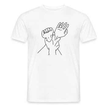 Hands - Men's T-Shirt - white - Front - AI Model Male 178 dark (178cm)