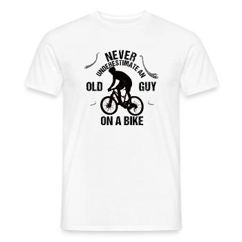 Never Underestimate An Old Guy On A Bike! - Men's T-Shirt - white - Front - AI Model Male 178 dark (178cm)