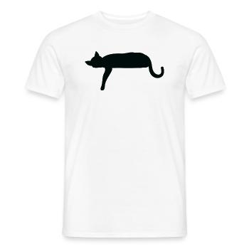 Silhouette of cat laying down - Men's T-Shirt - white - Front - AI Model Male 178 dark (178cm)