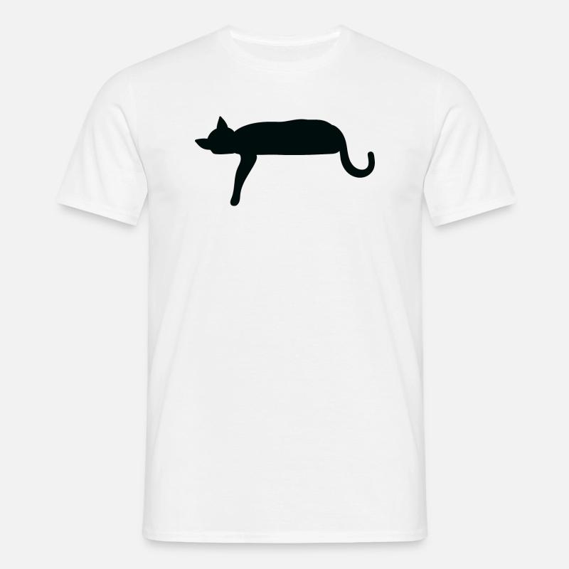 Silhuet af kat om - T-shirt til herrer - hvid