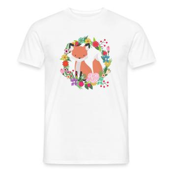 Alles Gute zum Muttertag Fuchs im Blumenkranz - Männer T-Shirt - Weiß - Vorne - AI Model Male 178 dark (178cm)