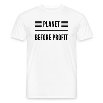 Planet Before Profit - Men's T-Shirt - white - Front - AI Model Male 178 dark (178cm)