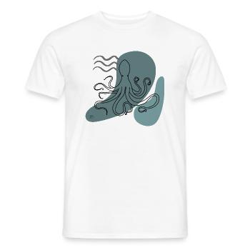 "Oktopus", Boho Line Art Design, Serie "Ocean" - Männer T-Shirt - Weiß - Vorne - AI Model Male 178 dark (178cm)