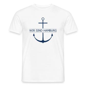 WIR SIND HAMBURG, marine - Männer T-Shirt - Weiß - Vorne - AI Model Male 178 dark (178cm)