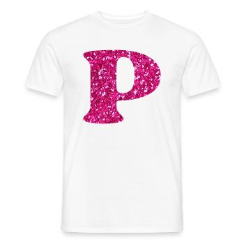 Glitter pink letter p - Men's T-Shirt - white - Front - AI Model Male 178 dark (178cm)