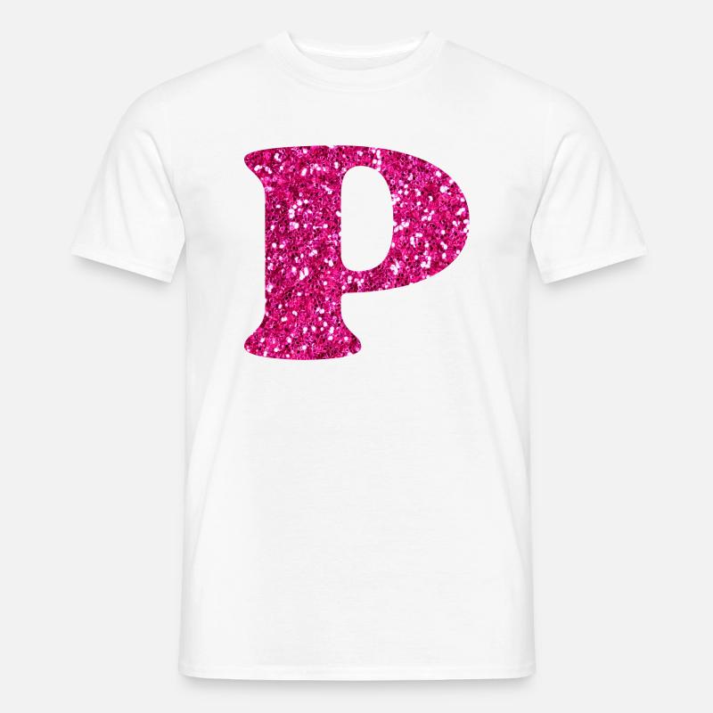 Glitzer rosa Buchstabe p - Männer T-Shirt - Weiß