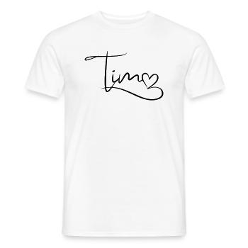 Tim Name First Name Heart Decor - Men's T-Shirt - white - Front - AI Model Male 178 dark (178cm)