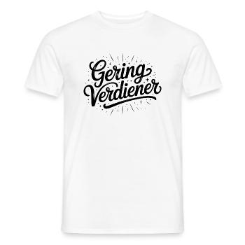 Geringverdiener - FDP Meme Spruch - Männer T-Shirt - Weiß - Vorne - AI Model Male 178 dark (178cm)