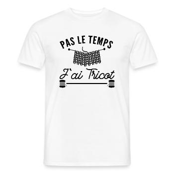 pas le temps j'ai tricot - humour femme tricoter - T-shirt homme - blanc - Devant - AI Model Male 178 dark (178cm)