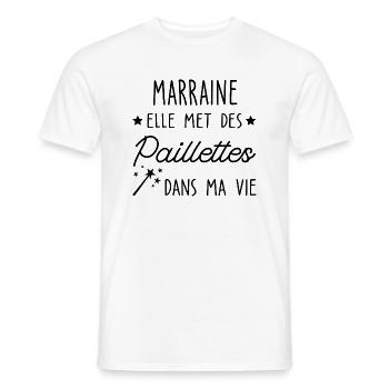 Marraine elle met des paillettes dans ma vie - T-shirt homme - blanc - Devant - AI Model Male 178 dark (178cm)