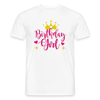 Fille d’anniversaire avec couronne et cœur Joyeux anniversaire - T-shirt homme - blanc - Devant - AI Model Male 178 dark (178cm)