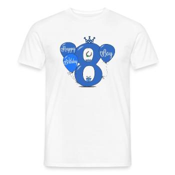 8 Birthday Boy Balloon - Men's T-Shirt - white - Front - AI Model Male 178 dark (178cm)