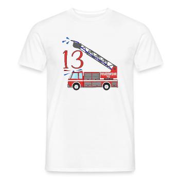 Fire engine 13th birthday - Men's T-Shirt - white - Front - AI Model Male 178 dark (178cm)