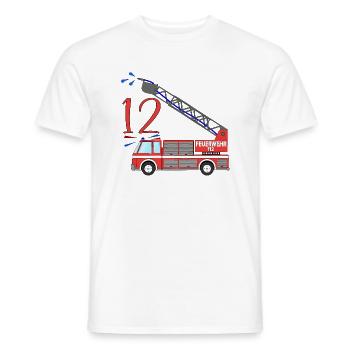 Fire engine 12th birthday - Men's T-Shirt - white - Front - AI Model Male 178 dark (178cm)