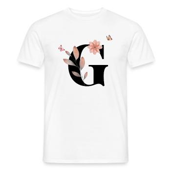 Letter g wildflowers watercolors - Men's T-Shirt - white - Front - AI Model Male 178 dark (178cm)