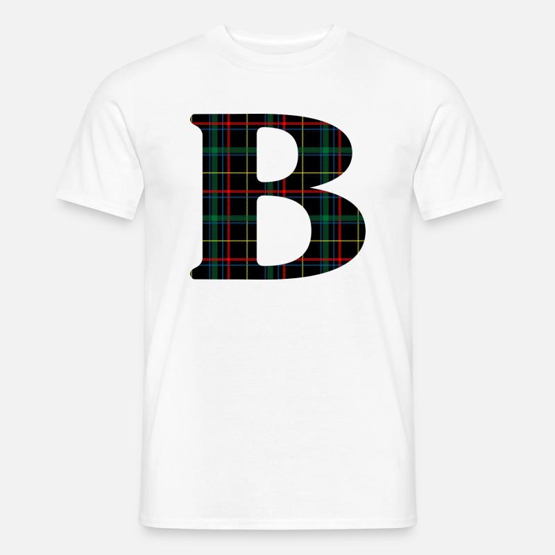Monogrammiert b Schottischer Tartan - Männer T-Shirt - Weiß