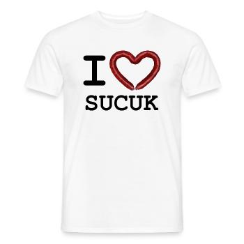 I Love Sucuk - Men's T-Shirt - white - Front - AI Model Male 178 dark (178cm)