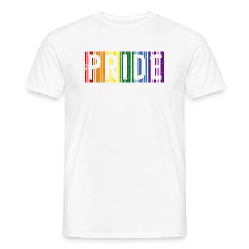 PROUD PRIDE LOVE LOVE LBGT COLORFUL SAYING MOTIF - Men's T-Shirt - white - Front - AI Model Male 178 dark (178cm)