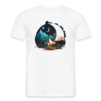 Zelt im Mondschein, Berge, Camping - Männer T-Shirt - Weiß - Vorne - AI Model Male 178 dark (178cm)