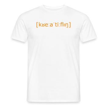 Ich bin hier der Kreativling in Orange - Männer T-Shirt - Weiß - Vorne - AI Model Male 178 dark (178cm)
