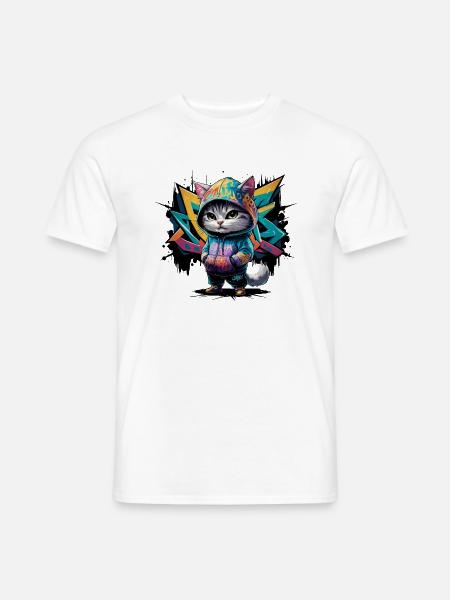 grafitti cat - T-shirt homme - blanc