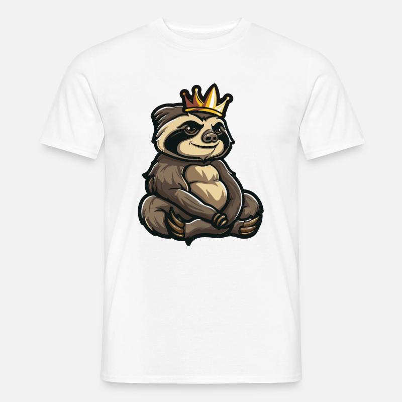 Faultier Comic Krone - Männer T-Shirt - Weiß