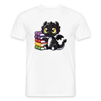Black Dragon Golden Eyes Books - Men's T-Shirt - white - Front - AI Model Male 178 dark (178cm)