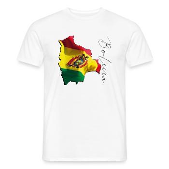 Bolivia Flag in the Bolivia Map EN - Men's T-Shirt - white - Front - AI Model Male 178 dark (178cm)