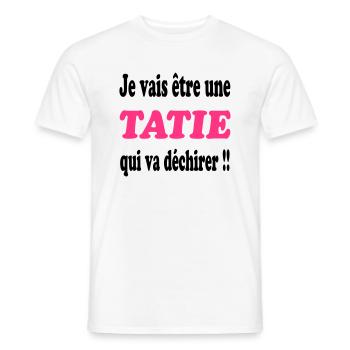 Je vais être une tatie qui va déchirer !!! - T-shirt homme - blanc - Devant - AI Model Male 178 dark (178cm)